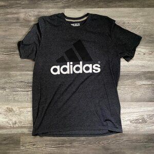 Adidas Men's Grey and Black T-shirt